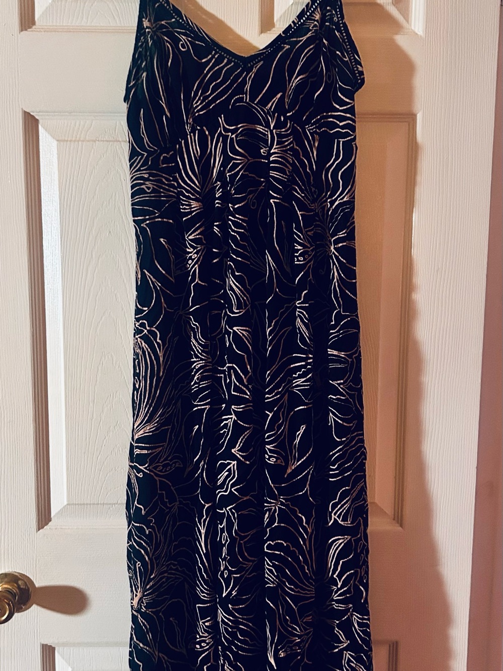 Black & Light Pink Floral Pattern Maxi Dress